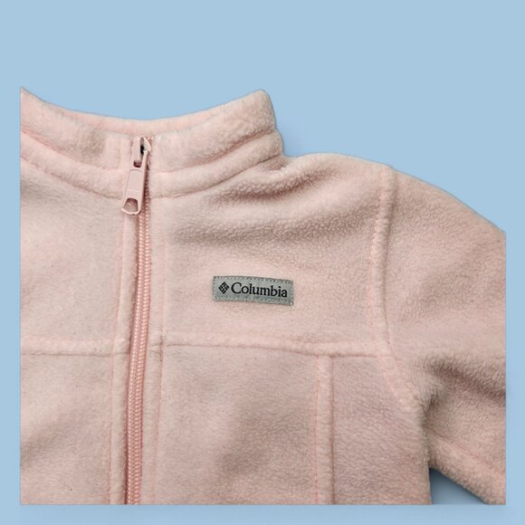 Columbia Infant Girls Fleece Jacket Pink 12-18M Zip-Up Warm Soft Winter Outerwea - Picture 3 of 6